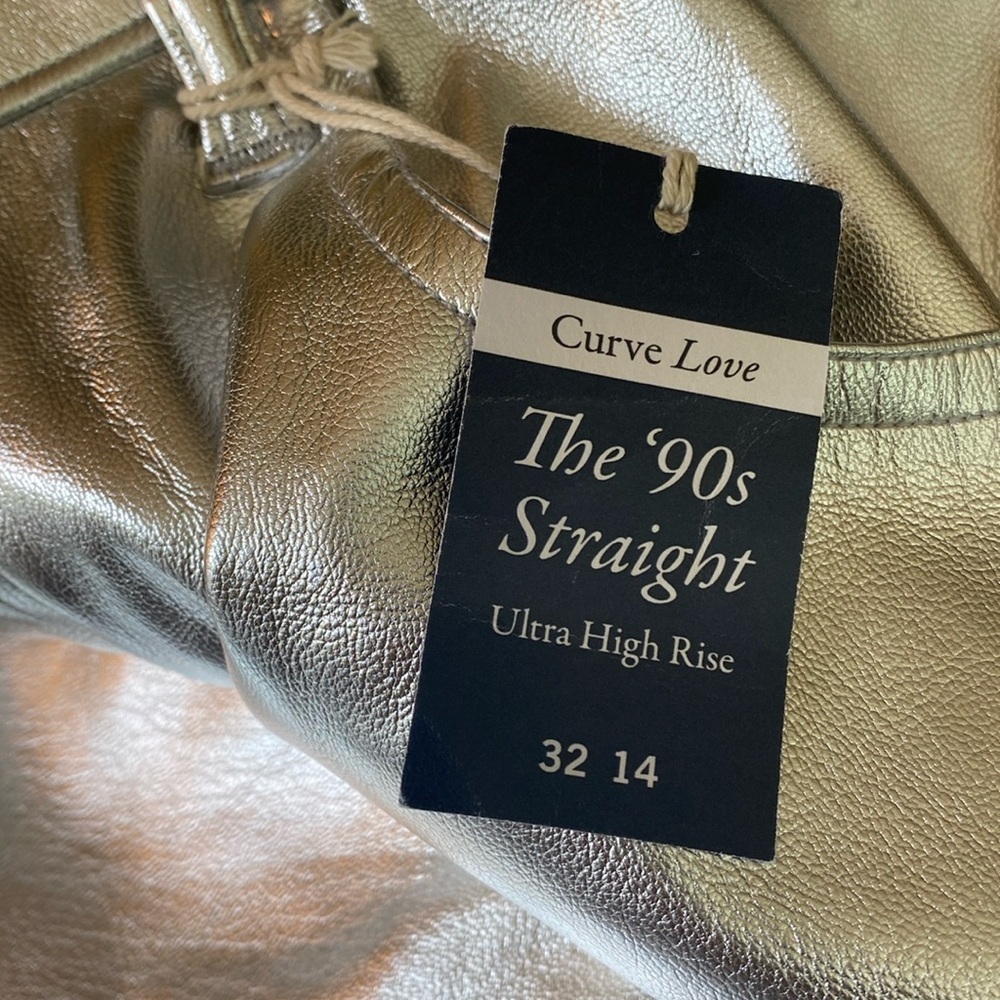 Abercrombie & Fitch Silver Curve Love Vegan Leather 90’s Straight Pant 32 / 14 - Picture 11 of 12